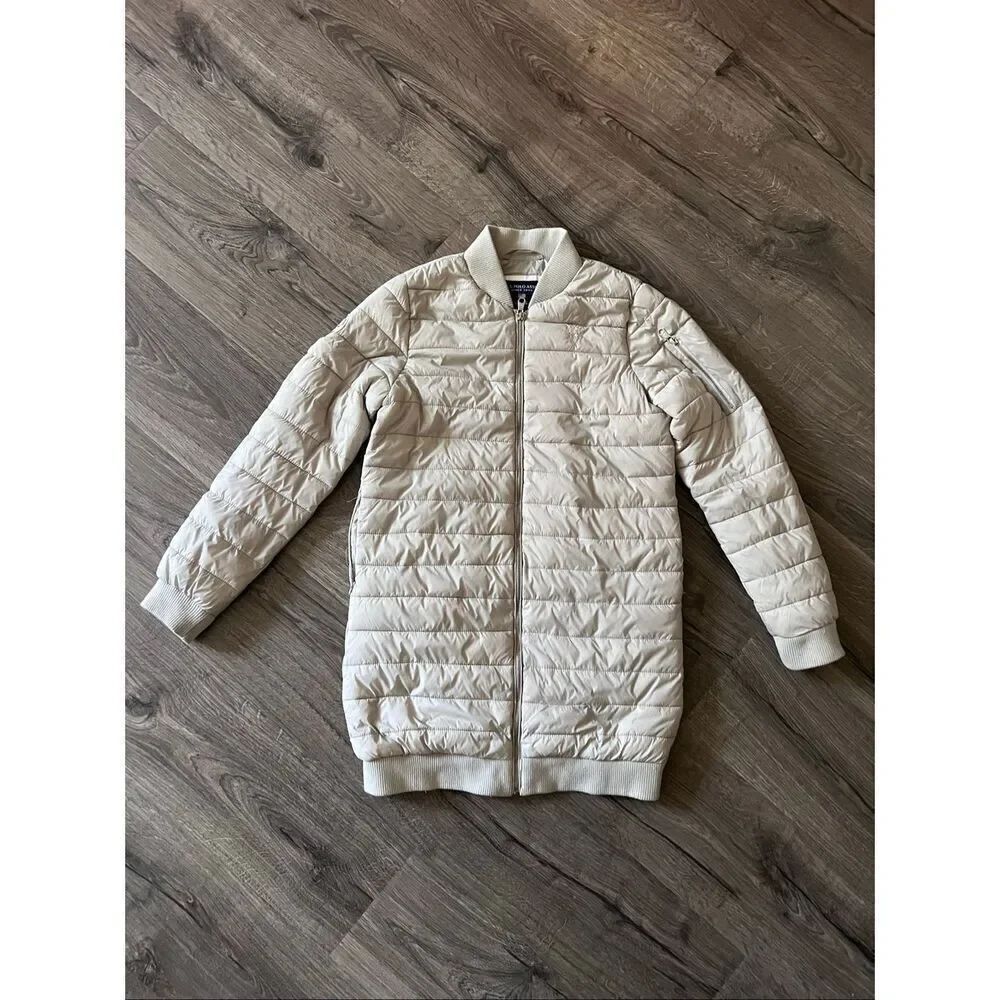 U.S. Polo Assn. beige longline puffer jacket Women’s size Medium